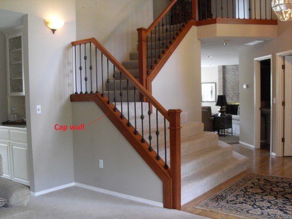 Image of staircase showcasing cap wall