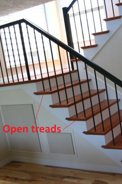 Image of staircase showcasing an open tread