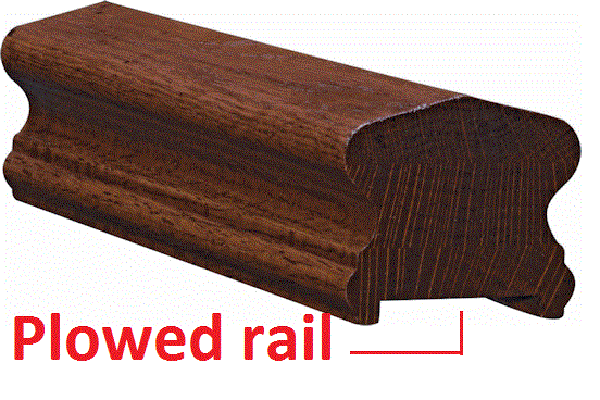 Image of a portion of a handrail highlighting a plowed rail
