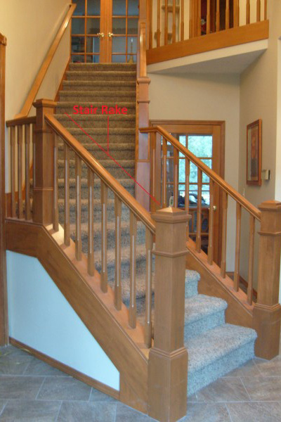 Image of staircase showcasing stair rake